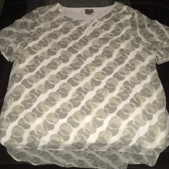 Chico’s top size 2 CIRCLE CHAINS double layer sheer arms - Picture 5 of 11